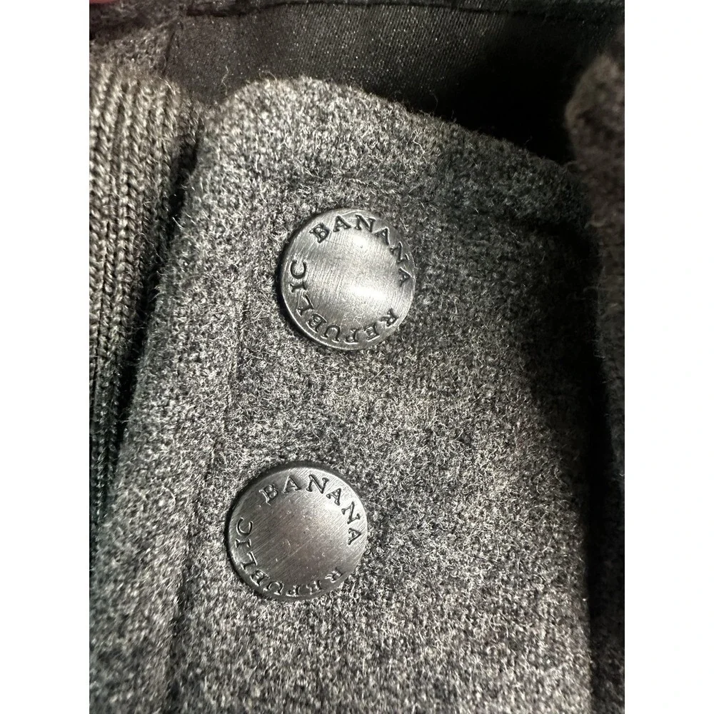 Banana Republic Vest Mens XL Gray Wool‎ Quilted Insulated Full Zip Pockets Warm